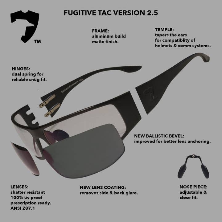 OutLaw Eyewear - Venta al por mayor Gafas de sol - Hombre - Fugitive TAC negro/polarizado - ANSI Z87.1-20151