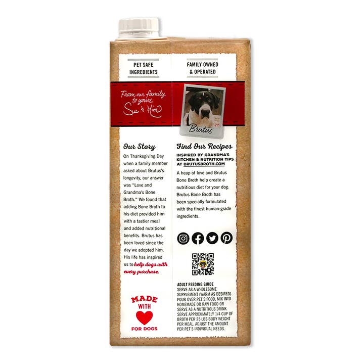 Brutus Broth - Wholesale Pet Food - Dog - Brutus Bone Broth - Beef Flavor (Case of 6)