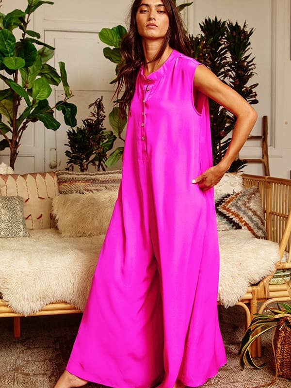 Dark mauve R5120-1R Wide Leg Solid Satin Jumpsuit for wholesale on Faire4