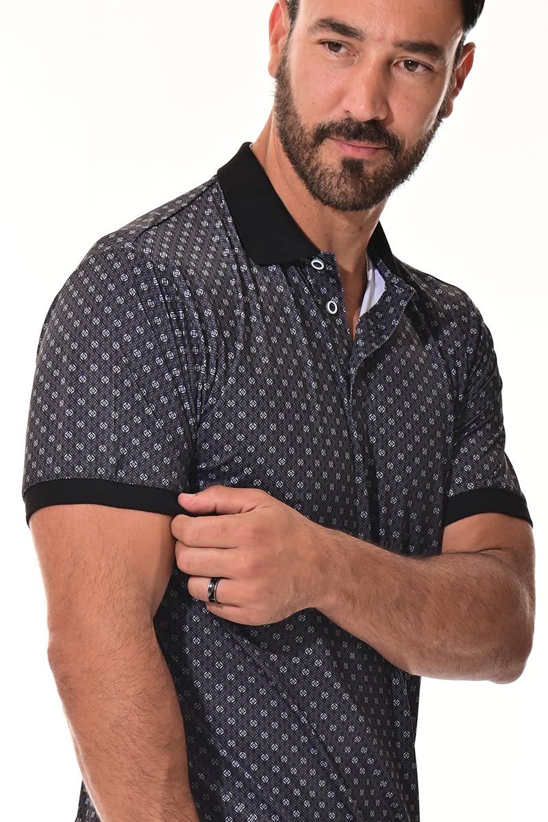 BLACK GREY Men's S/S Polo Stretch Performance Cool Feel-A-MKT3297 for wholesale on Faire1