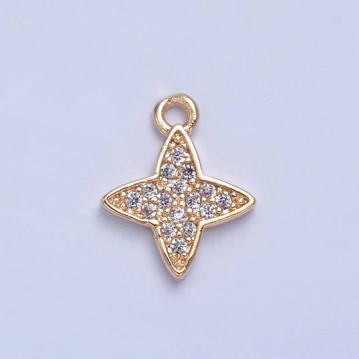 Micro Pave Cubic Zirconia North Star Charm For Jewelry Making, X-026 for wholesale by Aim Eternal