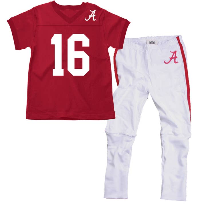 Wes & Willy Alabama Crimson Tide #16 SS Football Pajama for wholesale by Wes and Willy