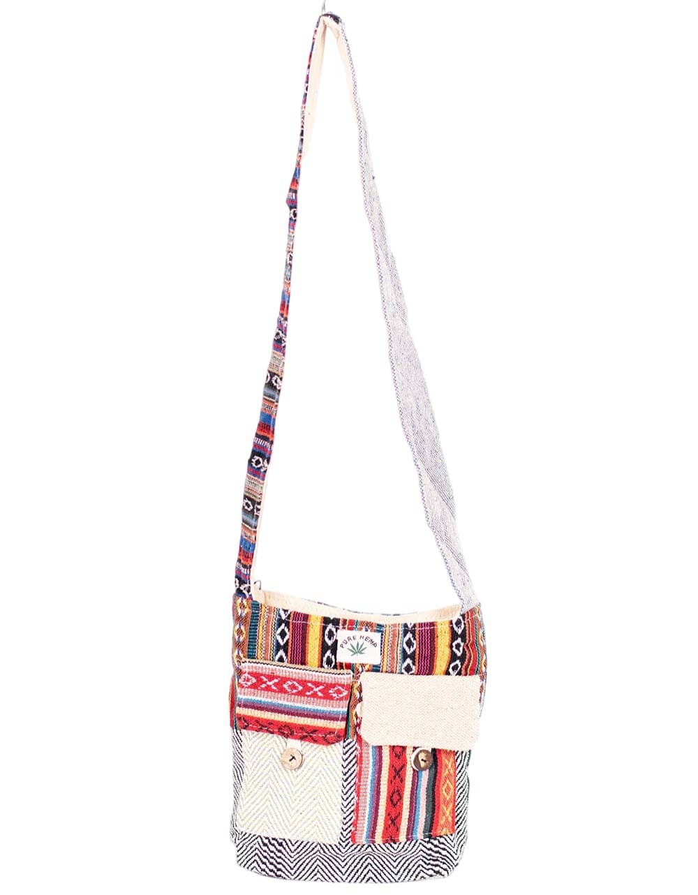 Kimago Look - Wholesale Crossbody Bag - Unisex - Natural Hemp Hippie Shoulder Bag | Unisex Crossbody Bag1