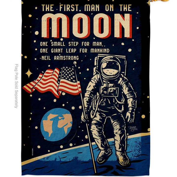 Two Group Flag Co - Venta al por mayor Bandera y manga de viento - Bandera de decoración espacial Cosmos de primeros hombres en la luna