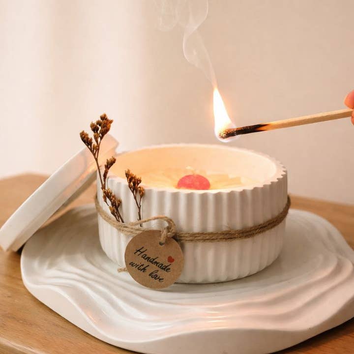 kanara Oud - Wholesale Jar/Filled Candle - Luxe Betonnen Kaars Set .ca 200 g hoogwaardige kokos-sojawas - Soft Atelier0