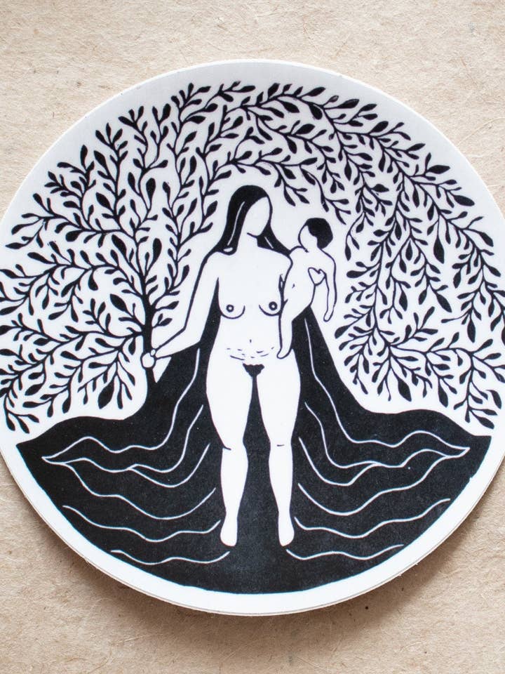 Gudinde og hendes indre barn klistermærke for engroshandel hos art.from.ilkas.heart