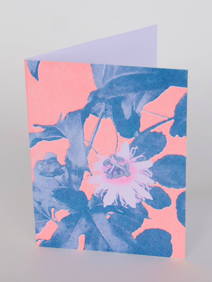 Lilikoi Blossom Riso Greeting Card for wholesale by Pencil Urchin Press LLC