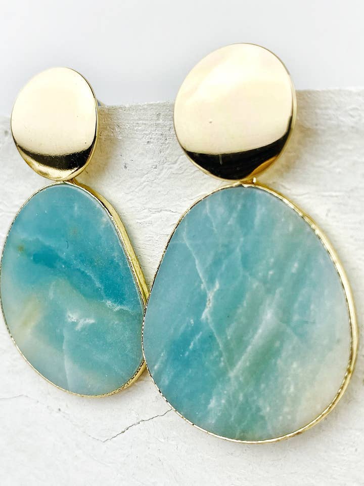 Echte Amazoniet Dome Oorstekers Gemaakt in Australië voor wholesale door Black Lamb Design