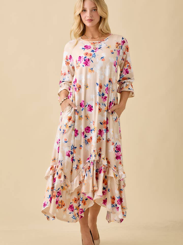 PLUS SIZE FLORLA RUFFLE HEM MODEST MIDI DRESS -MD13228-PL and other Purchase Wholesale apparella. Free Returns & Net 60 Terms on Faire trending on Faire.