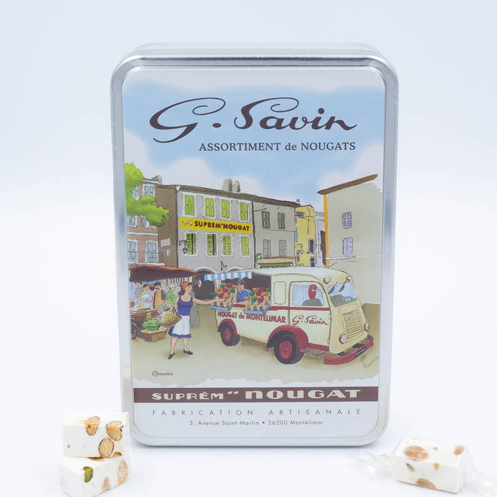 Scatola di ferro dal «mercato» - assortimento di torroni - 300g per la vendita all'ingrosso da parte di SUPREM' NOUGAT