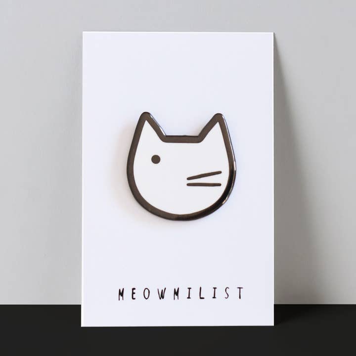 Minimalist Cat Art Meowment Pin for wholesale by Niaski (USA DUTIES PAID)