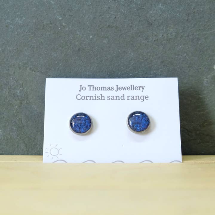 Jo Thomas Jewellery - Venta al por mayor Pendientes de botón/aretes de poste - Tachuelas redondas de arena de Cornualles