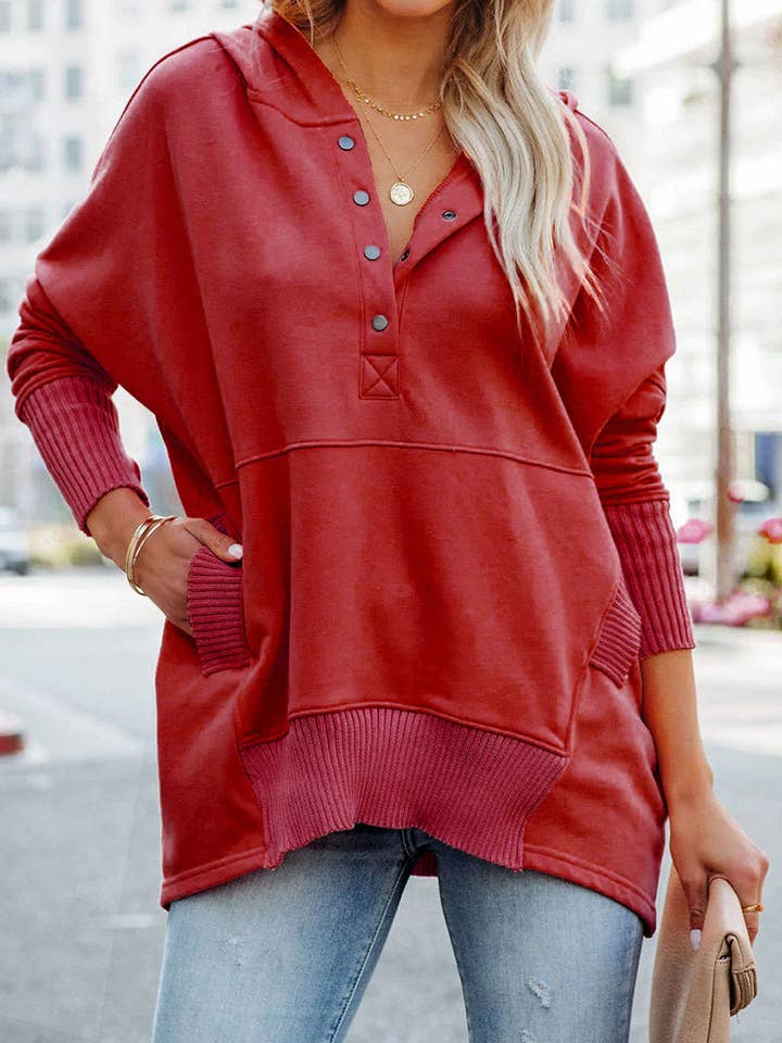 safistyle - Wholesale Knit top – Women's - Hooded Buttoned Knit Top5