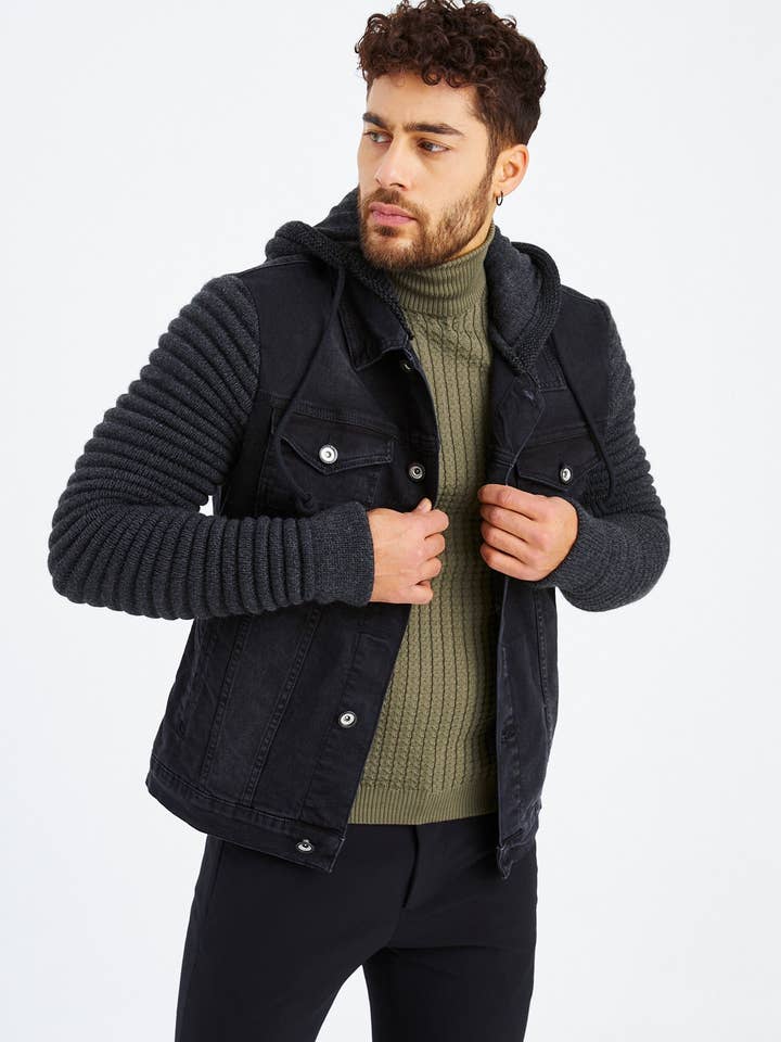 Leif Nelson GmbH - Vendita all'ingrosso Giacca di jeans - Uomo - Giacca di jeans da uomo con cappuccio LN-5240