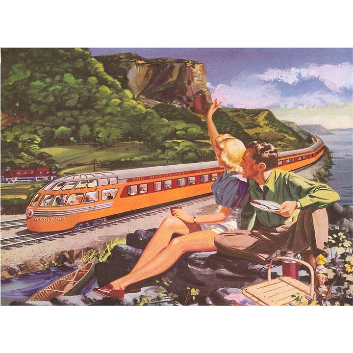 Carte de vœux RR-163 Saluant le train aérodynamique pour la vente par Found Image Press