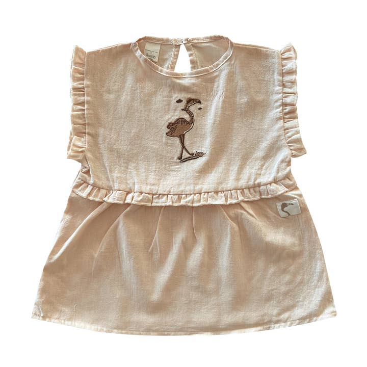 Ivory Cream ‘Flamingo Surfing’ Dress for wholesale by AUNTIE ME