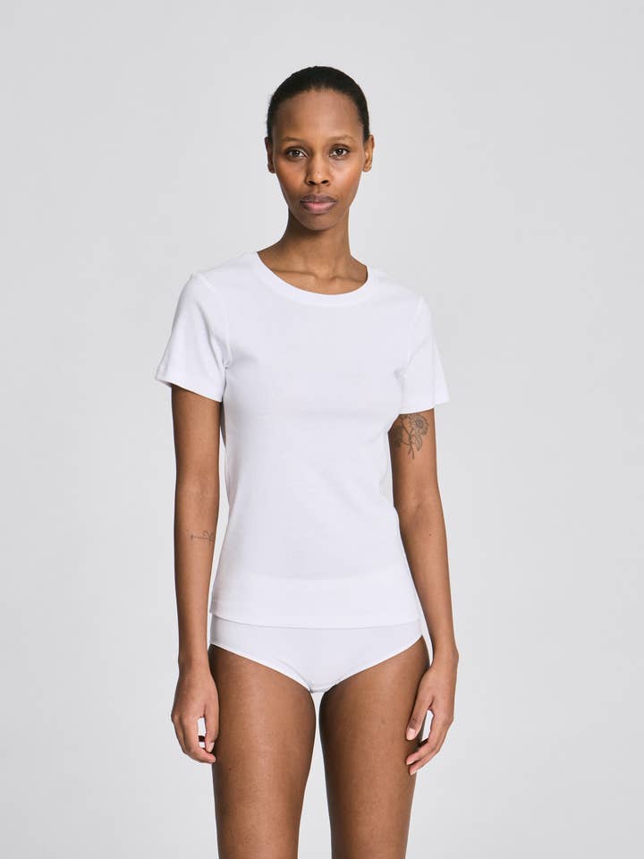Trille Cotton Top 1x1 Rib Tee GOTS - White for wholesale by gai-lisva