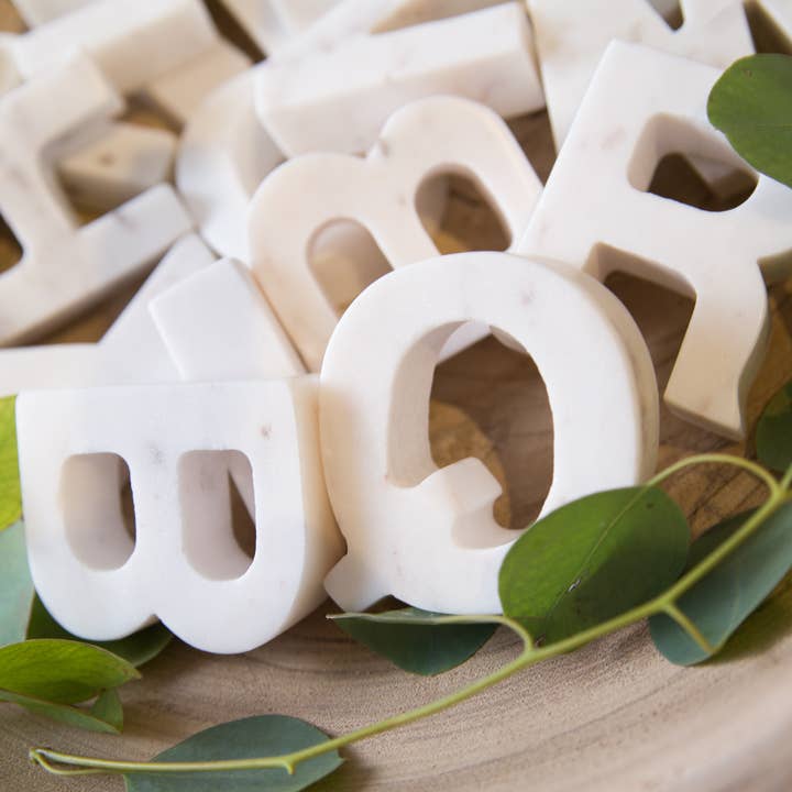 BIDKhome - Wholesale Decorative Tabletop Object - Marble S Helvetica Letter White