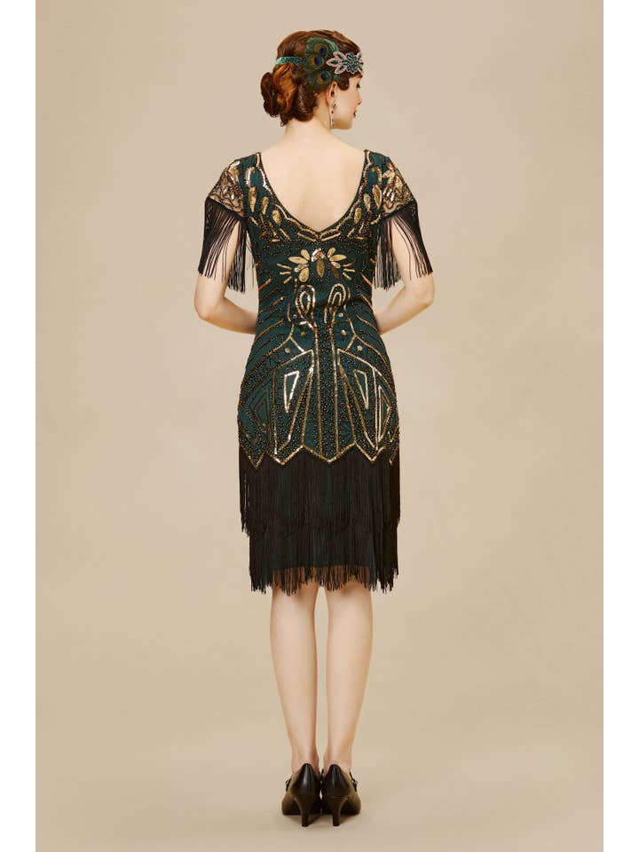 BABEYOND - Wholesale Dress - Women's - Art Deco Paisley Sequin Fringe Dress