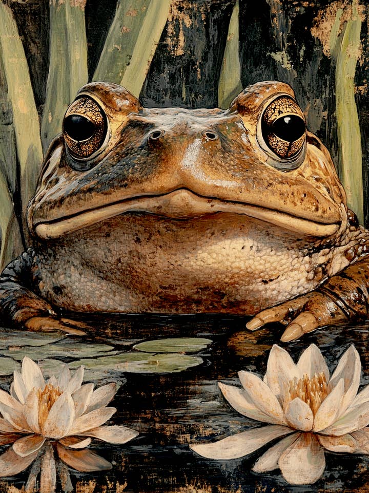 Rana en el Estanque de Lotos - Impresiones de Arte de Vida Silvestre para Pared – Obra de Arte de 8″x10″ para Marco de 11″x14″ para venta al por mayor de Mowbi