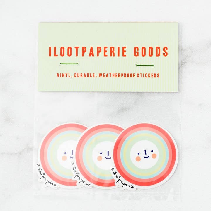 Rainbow Happy Face Klar Vinyl Einzel für den Großhandel von ILOOTPAPERIE