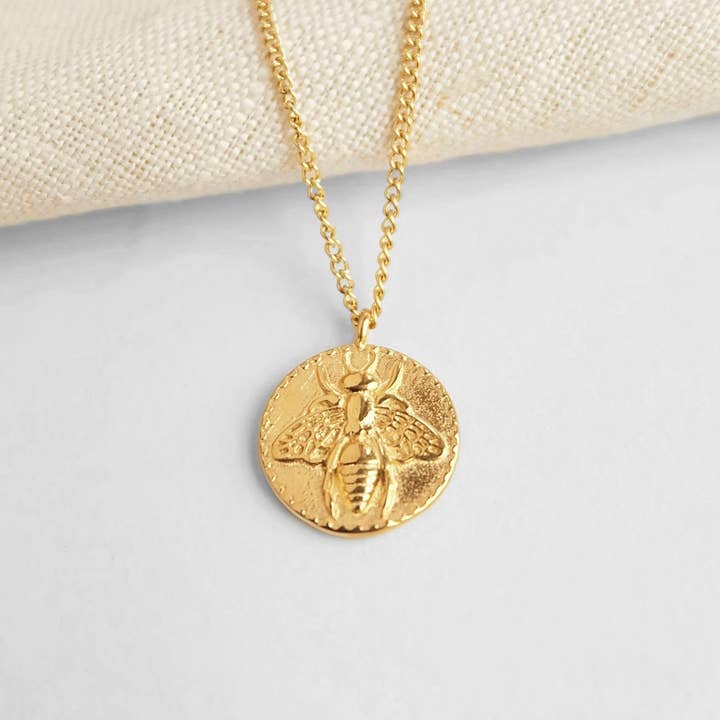 Bee Coin Necklace - Waterproof for wholesale by Augusta Jewellery