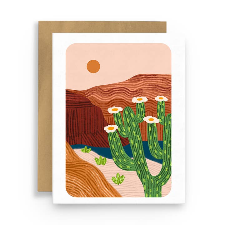 Greeting Card - Cholla Desert Landscape Southwest for wholesale by Squidly Designs