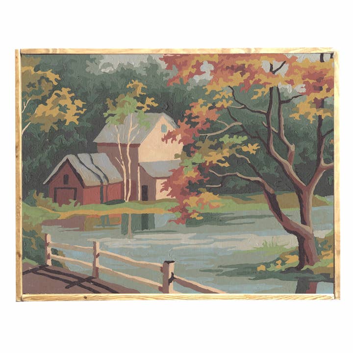 Paint By Number Fall/Autumn Scene, Vintage Art, Wall Decor for wholesale by Graphically Speaking Design