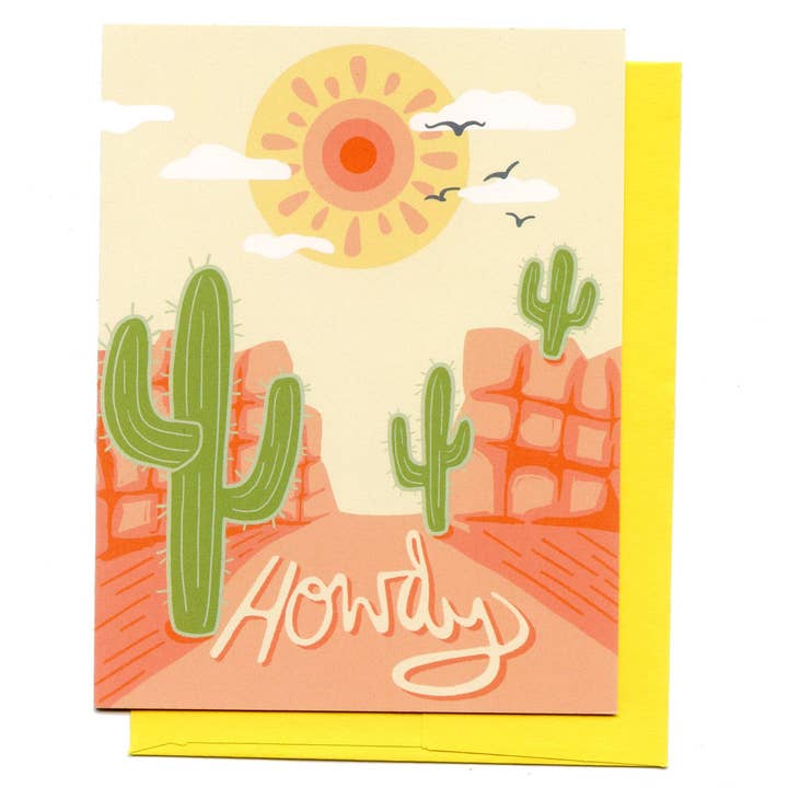 Desert Vibes, Howdy Hello Card for wholesale by Mockingbird Apothecary