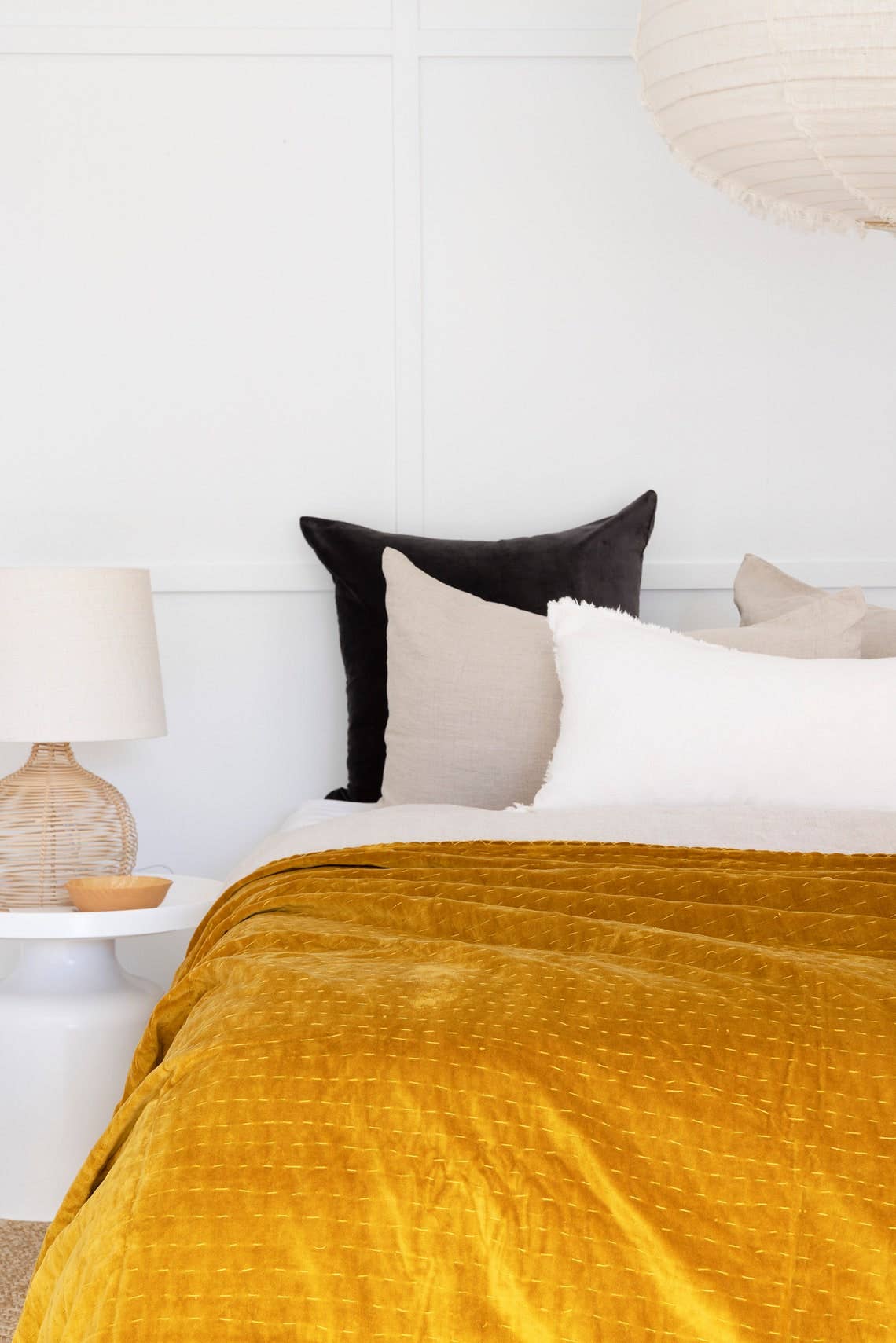 Linen Connections – wholesale Quilt – Velvet Kantha Quilt Bedspread Boho Cotton Quilt - Mustard1