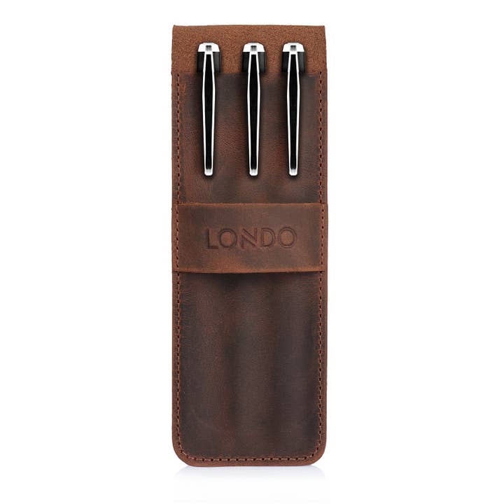 Londo - Wholesale Pencil case/pouch - Londo Top Grain Leather Pen and Pencil Case with Tuck in Flap38