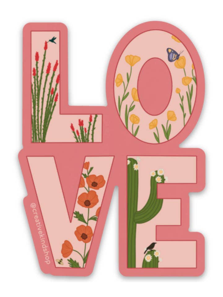 Cactus Sticker – Woestijnbloemen Liefde Vinyl Sticker voor wholesale door Creative Kind