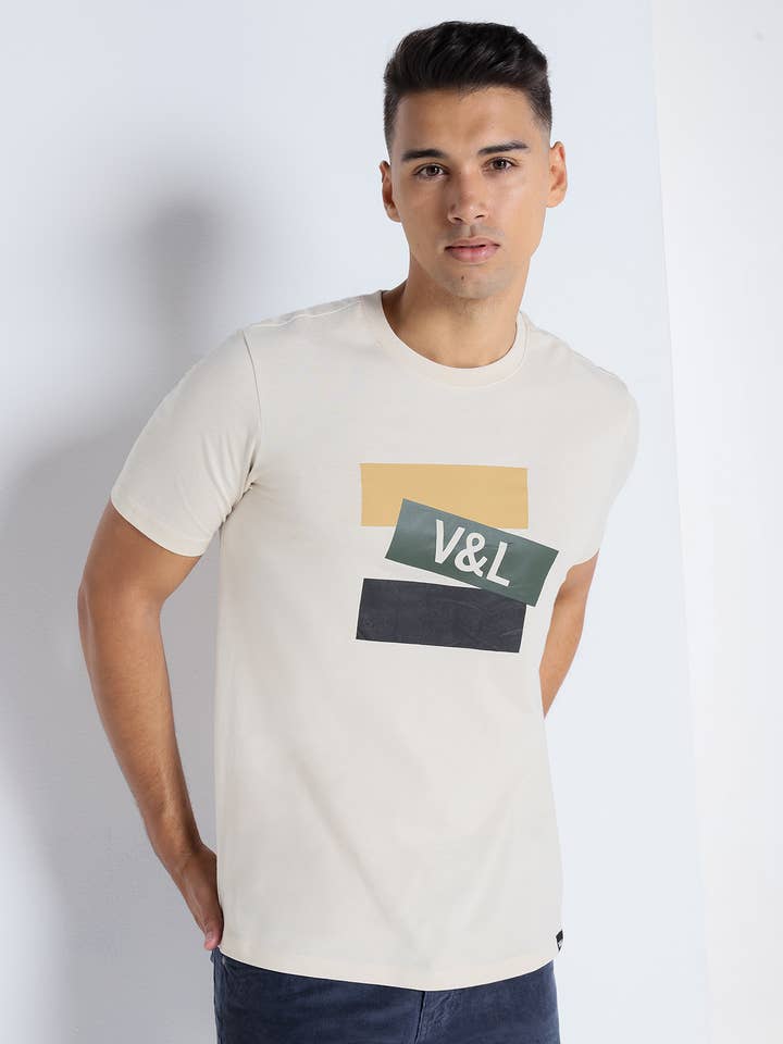 V&LUCCHINO - T-shirt a manica corta con stampa V&L per la vendita all'ingrosso da parte di PAUSANT SHOP ONLINE