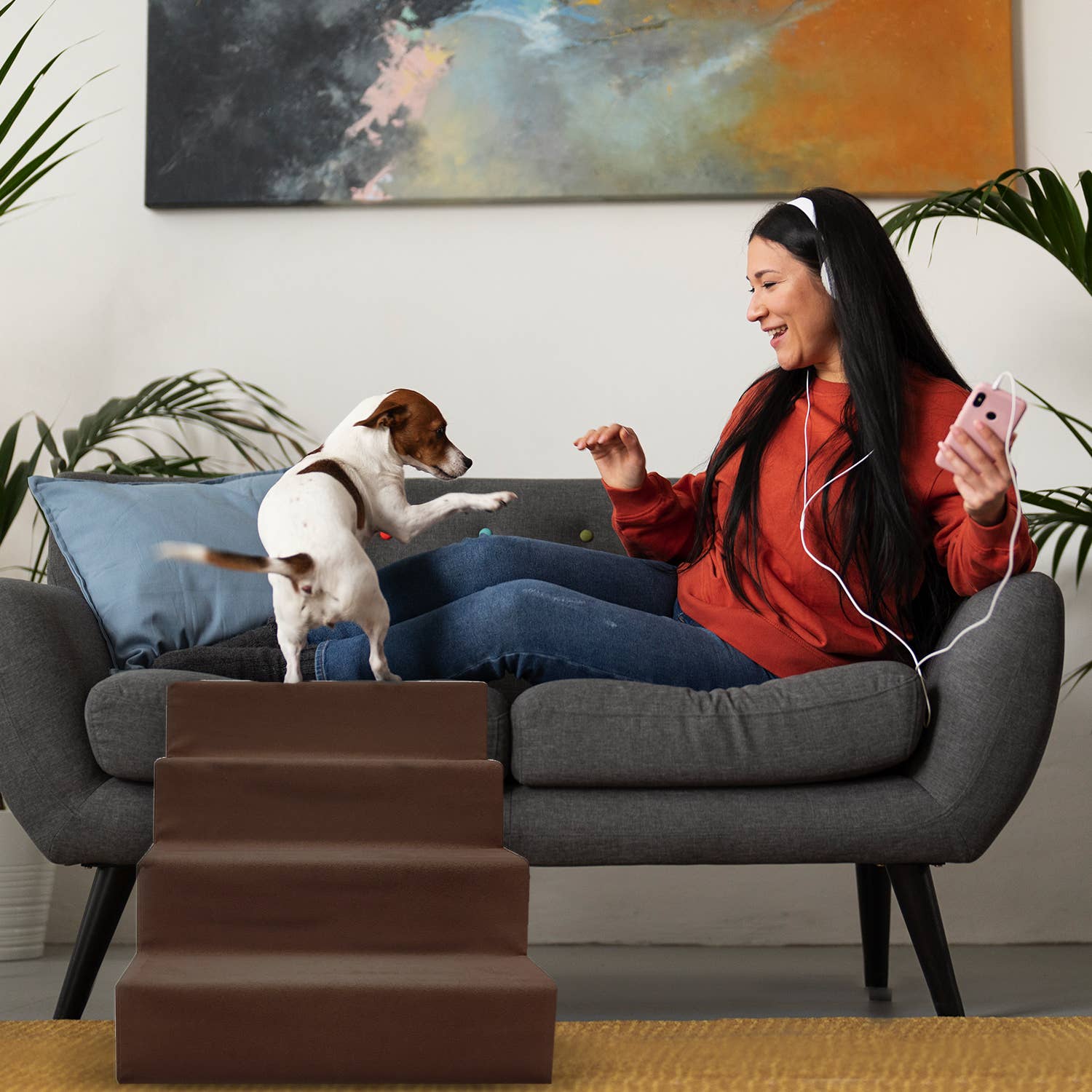 Precious Tails - Vente Escalier et rampe – chat et chien - Precious Tails Escalier pour animaux de compagnie en mousse haute densité 4 étapes5