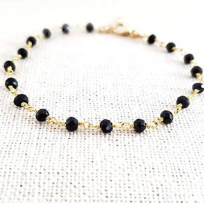 Black Spinel Bracelet 14k Gold Fill for wholesale by CY Design Studio