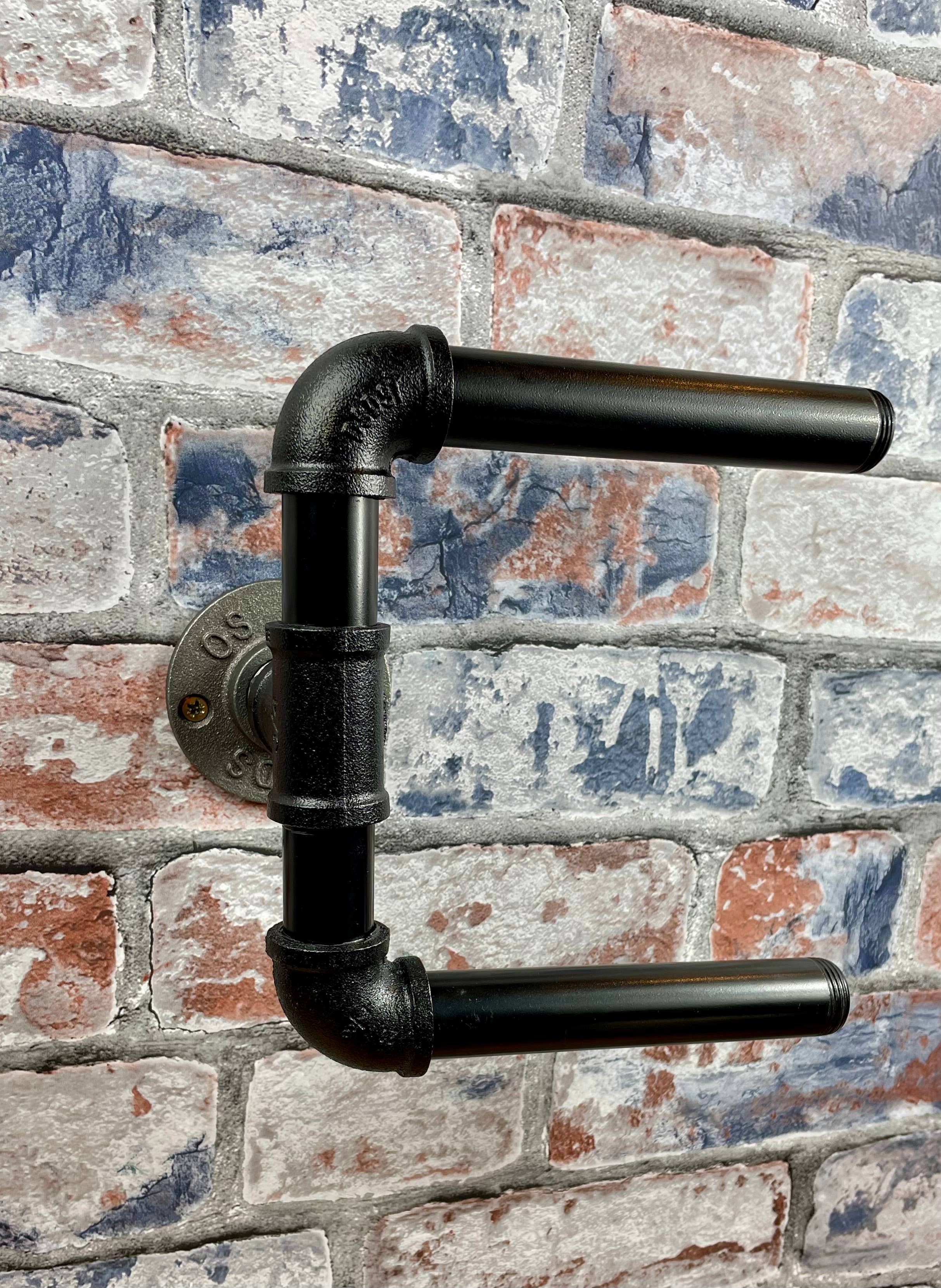 Fandomonium – Großhandel Toilettenpapierhalter – Industrieller Stil Rohrleitung Stahl Doppel Toilettenpapierhalter4