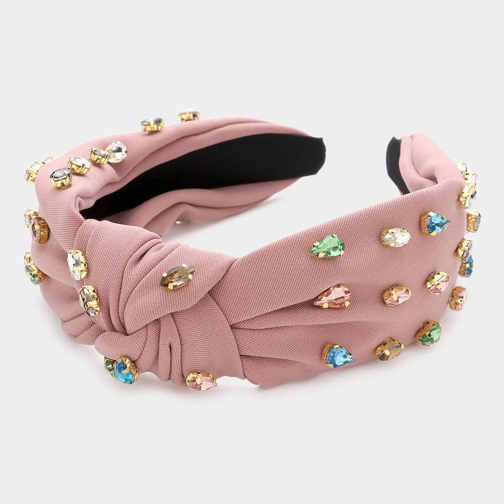 Sensibling Corp. – wholesale Pannband - Dam – Hårband med knut och utskuret mönster, dekorerat med tårformad markissten.4