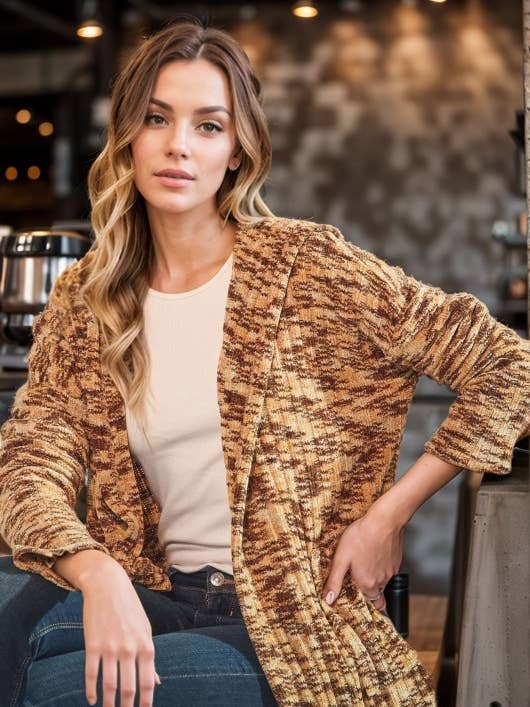 SJ1032-30 KNIT HOODIE OPEN CARDIGAN for wholesale by HEIMISH