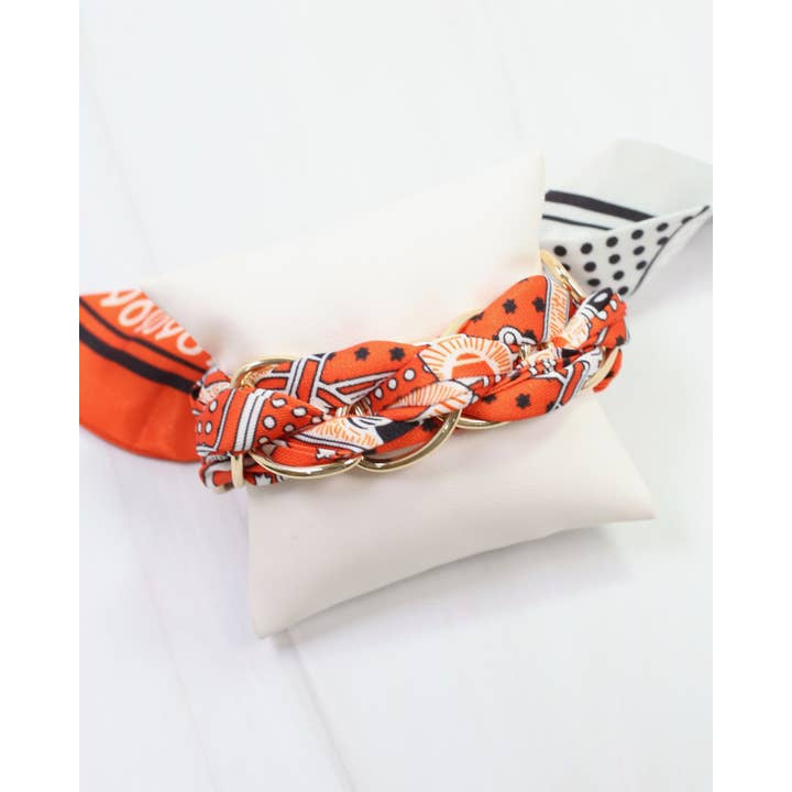 Caroline Hill - Wholesale Scarf - Women's - Fontana Chain Scarf Bracelet Orange2