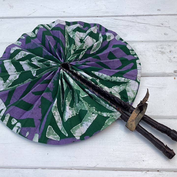 World Peaces - Wholesale Handheld Folding Fan - African Wax Print Fan, Handmade in Ghana12