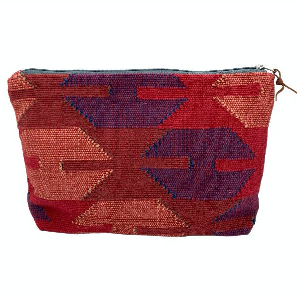 bag: toiletry bag - red - woven Dhaka - hand basket in Nepal for wholesale by Luna-Leena - handmade in Nepal