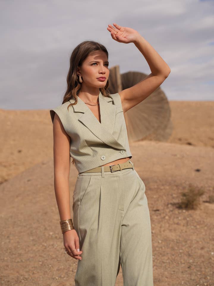 LULUMARY - Vendita all'ingrosso Blazer - Donna - Blazer senza maniche a righe V33112