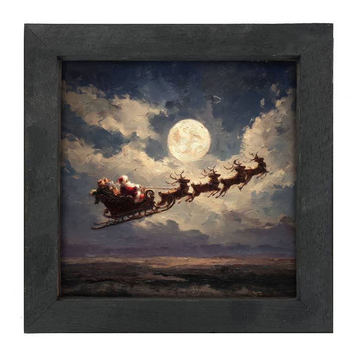 ginger blue - Wholesale Art Print - Santa Flying under Full Moon