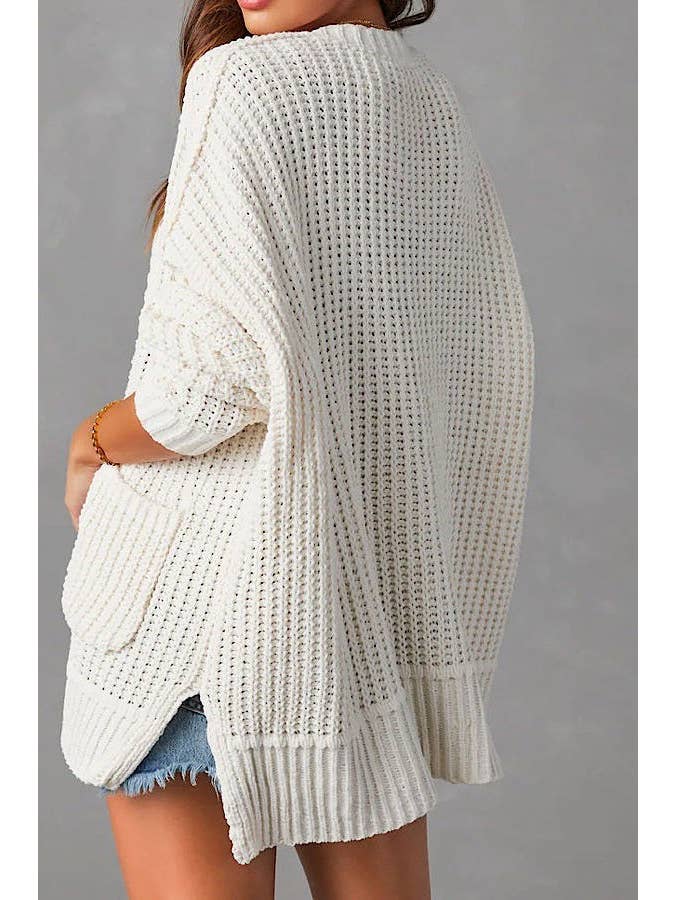 Miss Sparkling – Cardigan - Mulher por atacado – Casaco de Malha - Com Fendas Laterais2