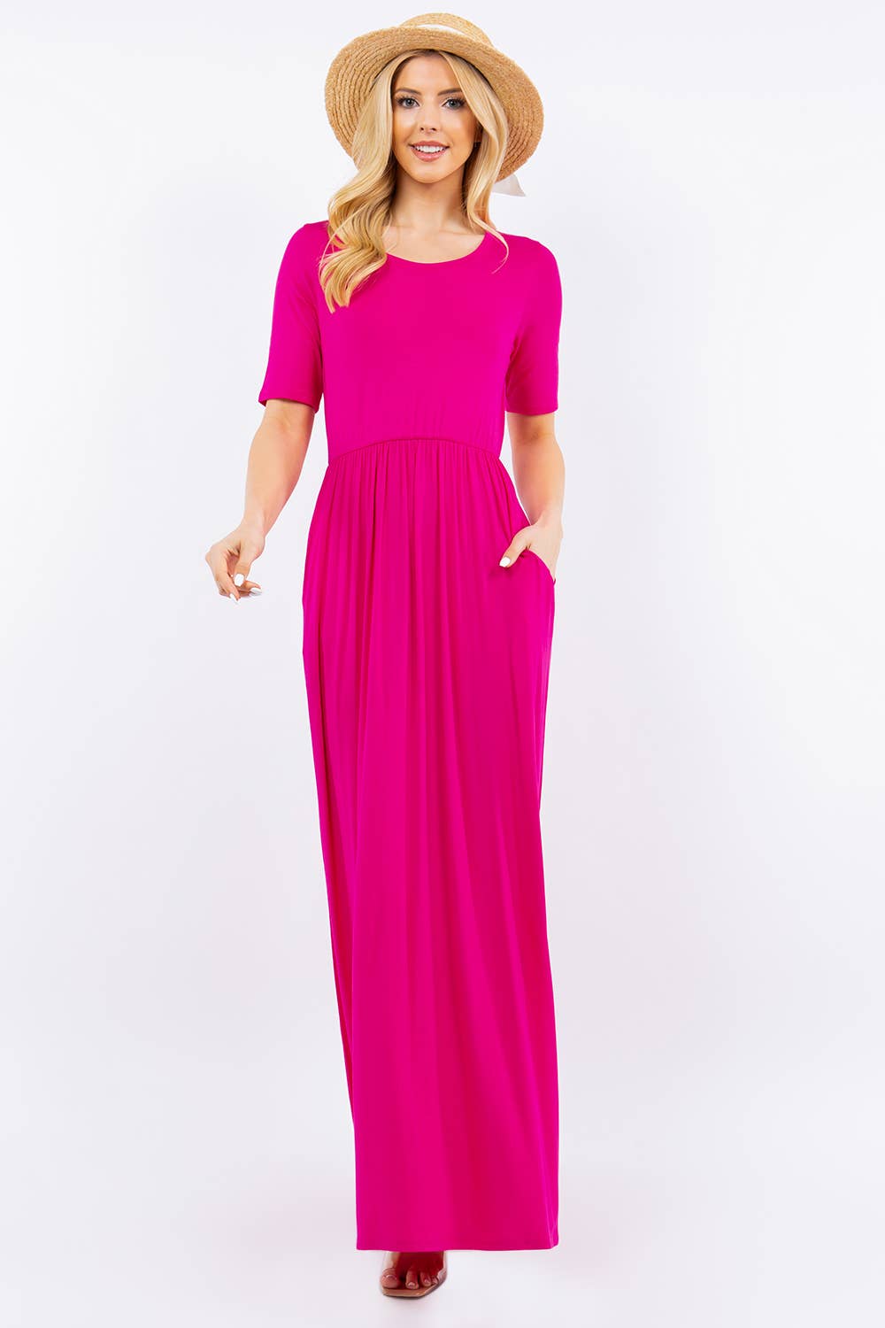 Celeste Clothing - Wholesale Dress - Women's - PLUS SIZE MODEST MAXI DRESS WITH POCKETS -CD23411T-PL25