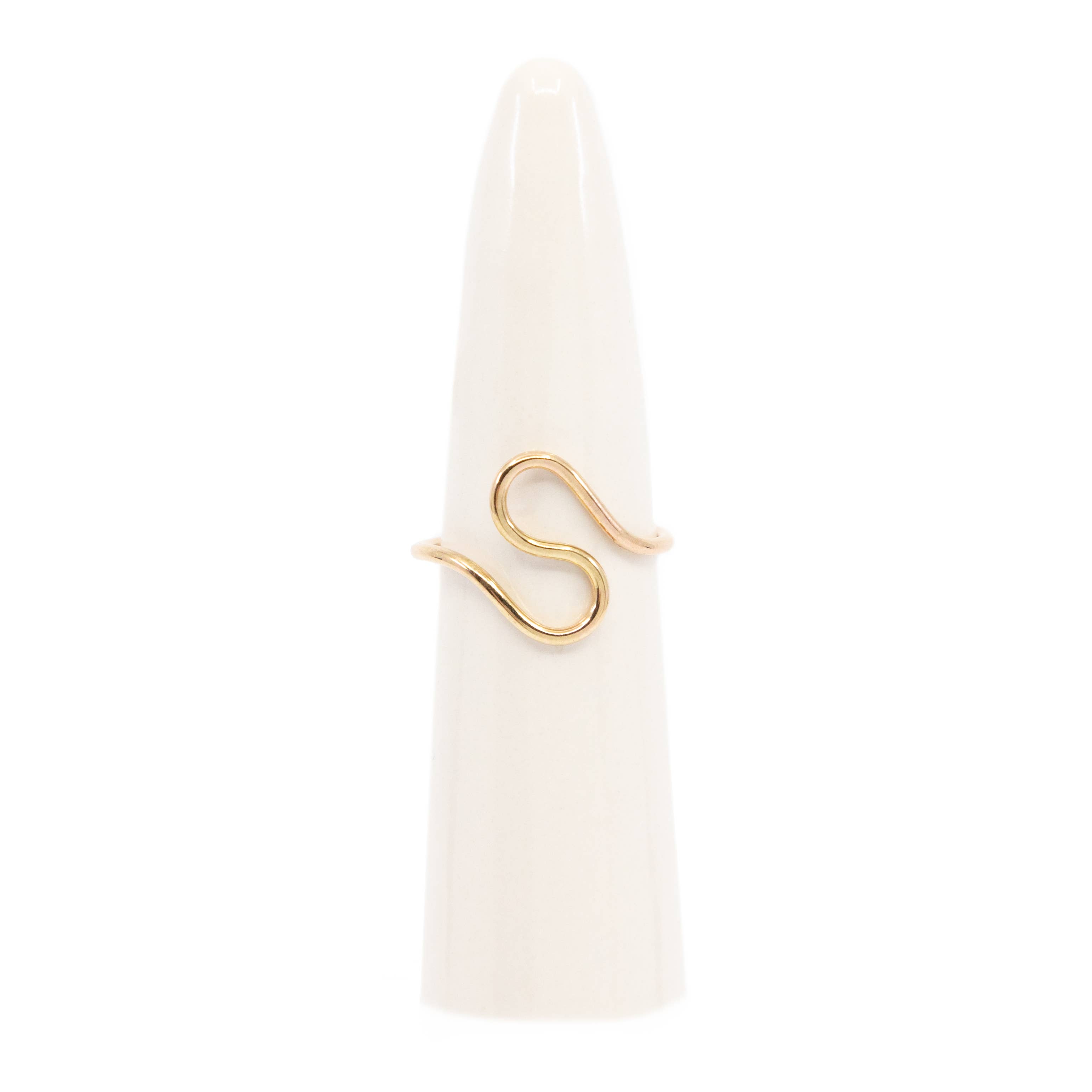 Mineral and Matter - Wholesale Band/Stacked Ring - Squiggle Ring Curve Band Goldfill Statement Free form Ring2