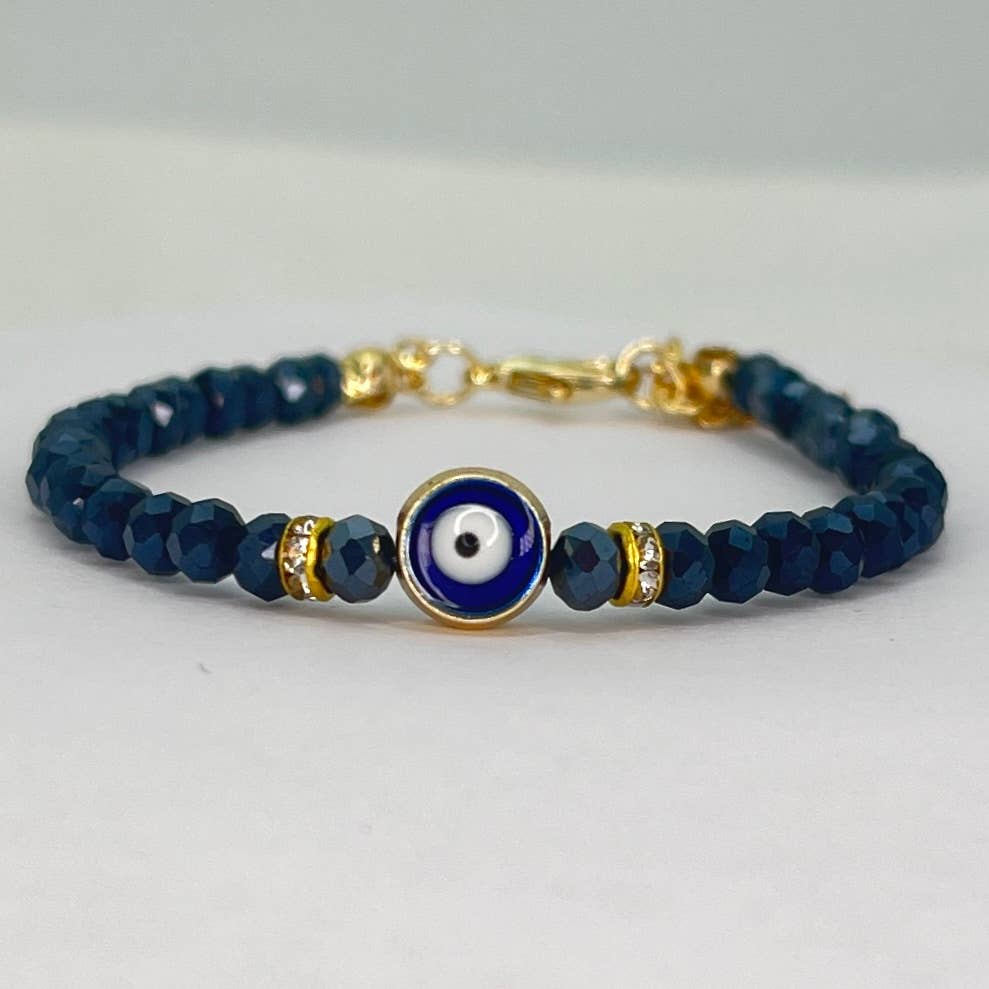 Loli - Wholesale Link & Chain Bracelet - Crystal Beaded Evil Eye Bracelet - 12 Color Options 7