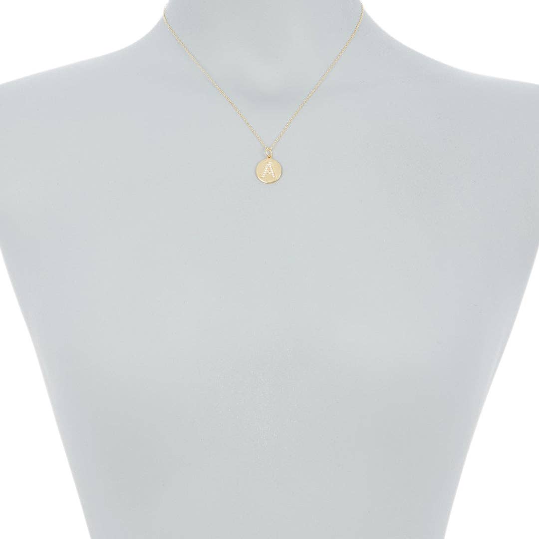 Adornia - Wholesale Halskettinghanger - Initial Pave Disc Ketting zilver goud2