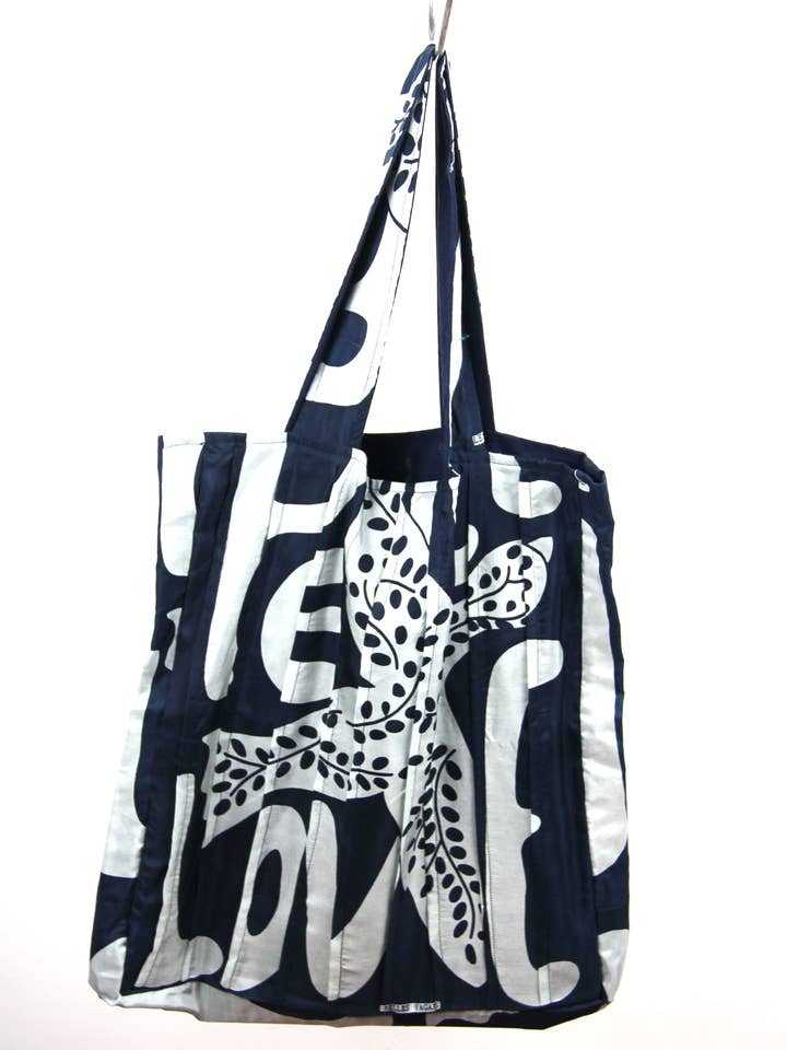 Peace and Love Marine Silk Musette Bag for wholesale by Les Belles Vagabondes