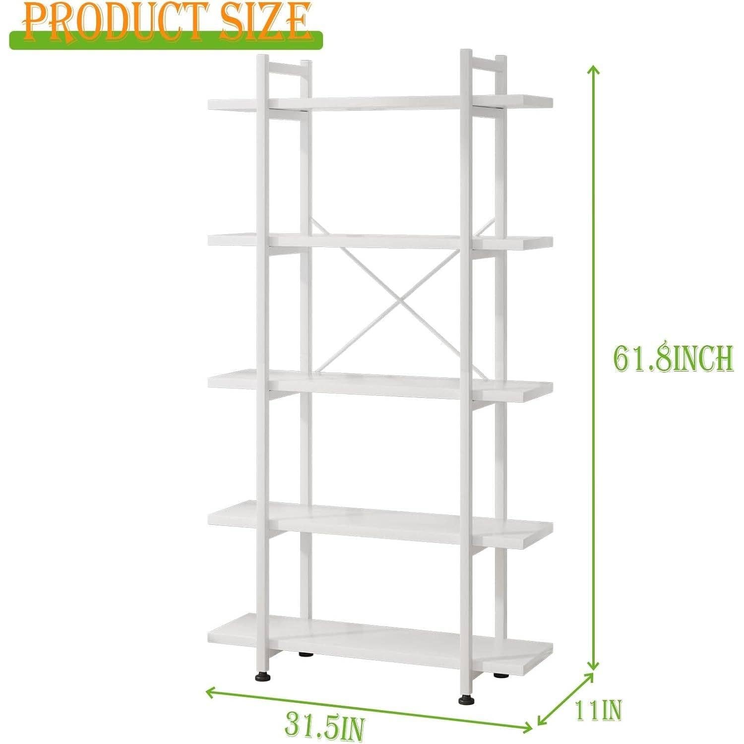 White 5 Tier Wooden Bookcase Tall Storage Organizer for wholesale on Faire1